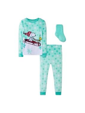 Peanuts Snoopy Snuggly Soft Toddler 3 Piece Pajama Set Size 3T